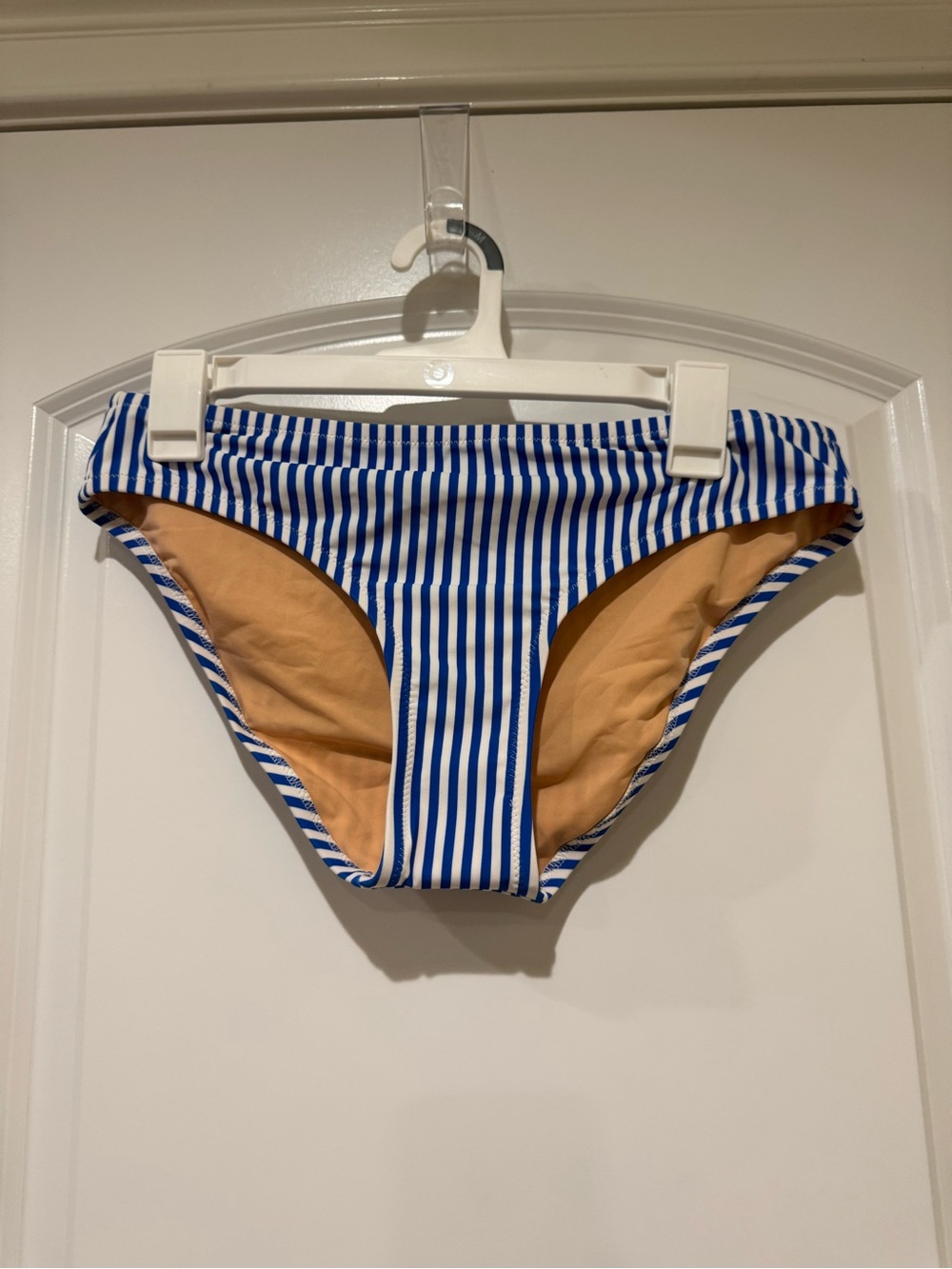 J. Crew Girls' Blue & White Striped Swim Bottoms with Tan Lining